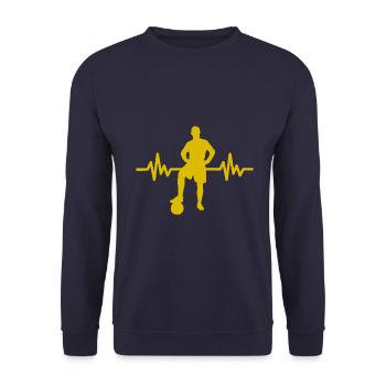 Herzschlag - Soccer / Sportverein Kicker Fußball - Unisex Pullover - Navy - Vorne - Alina (178cm) & Michal (187cm)