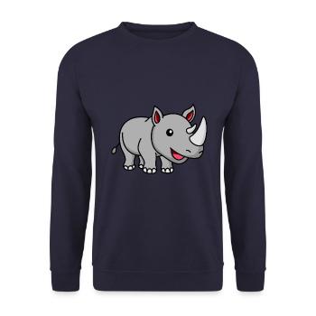 Rhino Comic Animal - Unisex Sweatshirt - navy - Front - Alina (178cm) & Michal (187cm)