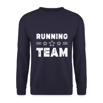 Running Team - Unisex Sweatshirt - navy - Front - Alina (178cm) & Michal (187cm)