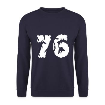 76 Zahl Trikot - Unisex Pullover - Navy - Vorne - Alina (178cm) & Michal (187cm)