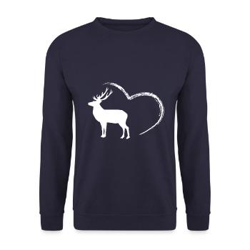 Hirsch - Deer - Protection de la nature - Protection des animaux - Coeur - Sweat-shirt Unisexe - marine - Devant - Alina (178cm) & Michal (187cm)