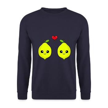 Lemon Couple Love Comic - Unisex Sweatshirt - navy - Front - Alina (178cm) & Michal (187cm)