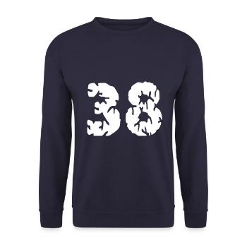 38 Zahl Trikot - Unisex Pullover - Navy - Vorne - Alina (178cm) & Michal (187cm)