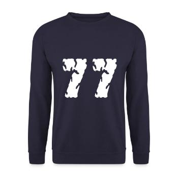 77 Zahl Trikot - Unisex Pullover - Navy - Vorne - Alina (178cm) & Michal (187cm)