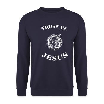 Jesus Christus Heiliger Retter Erlöser Messias - Unisex Pullover - Navy - Vorne - Alina (178cm) & Michal (187cm)