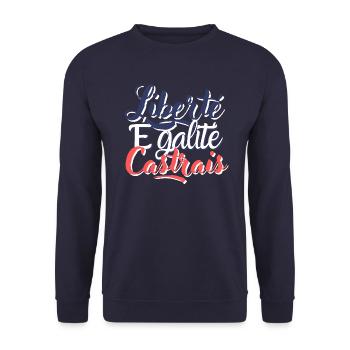 Freedom Equality Castrais - Unisex Sweatshirt - navy - Front - Alina (178cm) & Michal (187cm)