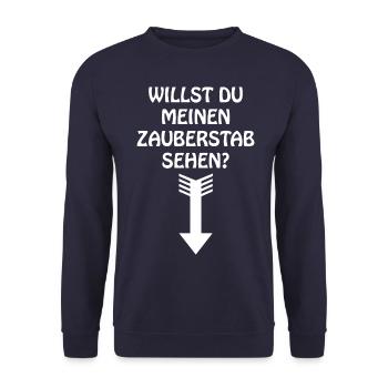 My Wand Funny Spell Penis Tail - Unisex Sweatshirt - navy - Front - Alina (178cm) & Michal (187cm)