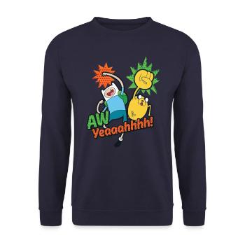 Adventure Time Finn And Jake Aw Yeah - Unisex Sweatshirt - navy - Front - Alina (178cm) & Michal (187cm)
