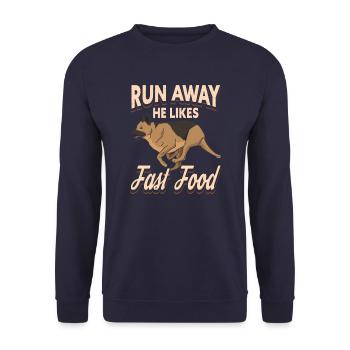 Schäferhund Wachhund Polizeihund lustiger Spruch - Unisex Pullover - Navy - Vorne - Alina (178cm) & Michal (187cm)
