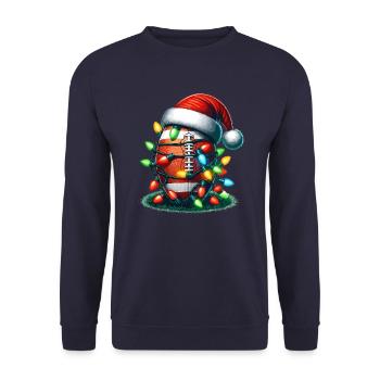 Fußball Weihnachten - Unisex Pullover - Navy - Vorne - Alina (178cm) & Michal (187cm)