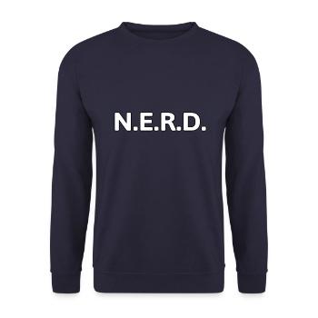 Nerd white Chippie Dork Geek Hacker - raffstaff ® - Unisex Sweatshirt - navy - Front - Alina (178cm) & Michal (187cm)