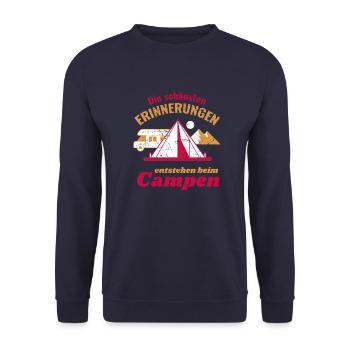 Camping Campen Erinnerungen WoMo Zelt Geschenk - Unisex Pullover - Navy - Vorne - Alina (178cm) & Michal (187cm)