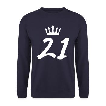 21 Number crown - Unisex Sweatshirt - navy - Front - Alina (178cm) & Michal (187cm)