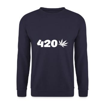 420 mit Hanfblatt - Unisex Pullover - Navy - Vorne - Alina (178cm) & Michal (187cm)