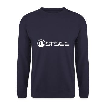 Ostsee mit Boot [white] - Unisex Pullover - Navy - Vorne - Alina (178cm) & Michal (187cm)