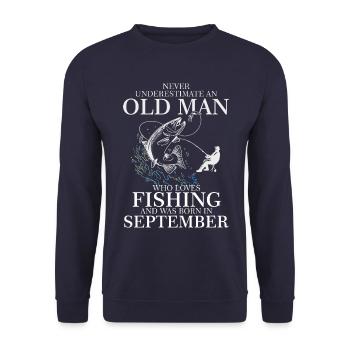 Geburtstag Angler Shirt alter Mann Monat September - Unisex Pullover - Navy - Vorne - Alina (178cm) & Michal (187cm)