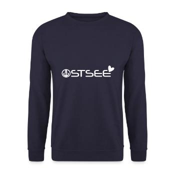 Ostsee mit Anker und Herz [white] - Unisex Pullover - Navy - Vorne - Alina (178cm) & Michal (187cm)