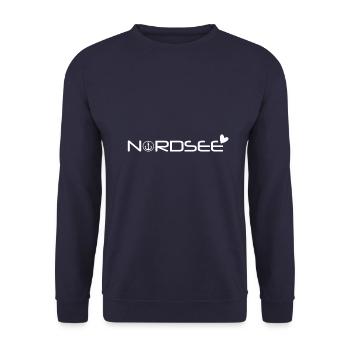 Nordsee mit Anker und Herz [white] - Unisex Pullover - Navy - Vorne - Alina (178cm) & Michal (187cm)