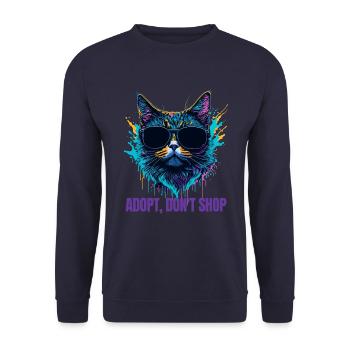 Katzen-Retter-Design - Unisex Pullover - Navy - Vorne - Alina (178cm) & Michal (187cm)