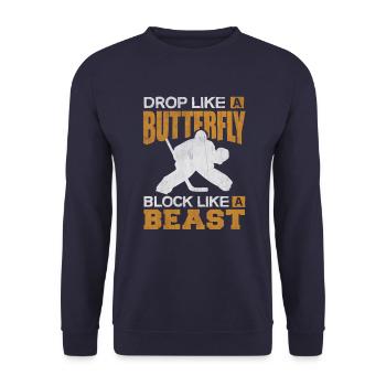 Hockey Golie Shirt Block comme un cadeau de hockey Beast - Sweat-shirt Unisexe - marine - Devant - Alina (178cm) & Michal (187cm)