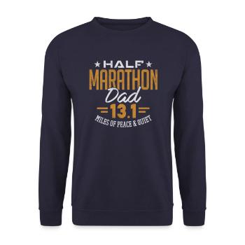 13.1 Chandail demi-marathon Dad Runner Cadeau - Sweat-shirt Unisexe - marine - Devant - Alina (178cm) & Michal (187cm)