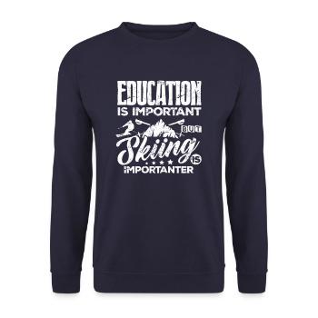 Bildung ist wichtig Skifahren ist wichtiger Hemd - Unisex Pullover - Navy - Vorne - Alina (178cm) & Michal (187cm)