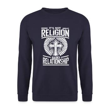 Chemises cadeaux chrétiennes Ce n’est pas un T-shirt de religion - Sweat-shirt Unisexe - marine - Devant - Alina (178cm) & Michal (187cm)