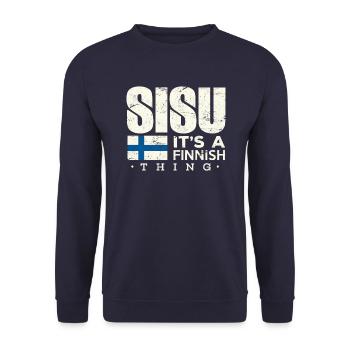 Finlande Chemise Sisu C’est un cadeau finlandais - Sweat-shirt Unisexe - marine - Devant - Alina (178cm) & Michal (187cm)