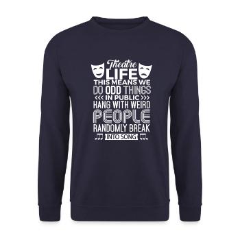 Chemise de théâtre musical cadeau de théâtre par intérim - Sweat-shirt Unisexe - marine - Devant - Alina (178cm) & Michal (187cm)