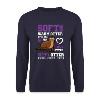 Soft Otter Warm Otter Happy Otter Lustiges T-Shirt - Unisex Pullover - Navy - Vorne - Alina (178cm) & Michal (187cm)