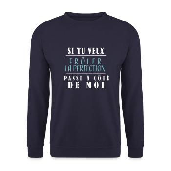 phrase humoristique, message drôle, prétentieux - Sweat-shirt Unisexe - marine - Devant - Alina (178cm) & Michal (187cm)