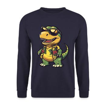 Dinosaur T-Rex Funny Summer - Unisex Sweatshirt - navy - Front - Alina (178cm) & Michal (187cm)