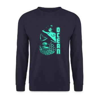 Meerjungfrau Seejungfrau Nixe Märchen - Unisex Pullover - Navy - Vorne - Alina (178cm) & Michal (187cm)