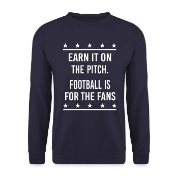 FOOTBALL IS FOR THE FANS Leeds FC players tshirt - Unisex Sweatshirt - navy - Front - Alina (178cm) & Michal (187cm)