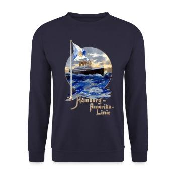 Steamship of the Hamburg-America Line - Unisex Sweatshirt - navy - Front - Alina (178cm) & Michal (187cm)