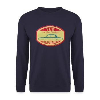 Wartburg 353 Oldschool - DEKORATIEF T-Shirt - Unisex Pullover - Navy - Vorne - Alina (178cm) & Michal (187cm)