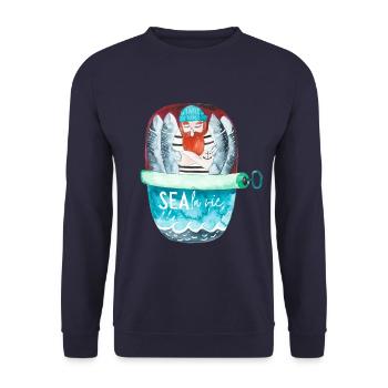 Seemann in der Sardinenbüchse / Sea la vie - Unisex Pullover - Navy - Vorne - Alina (178cm) & Michal (187cm)