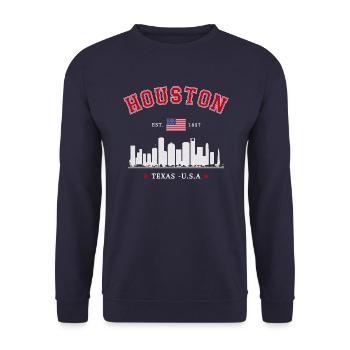 Houston Texas Est 1837 - Unisex Sweatshirt - navy - Front - Alina (178cm) & Michal (187cm)