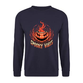 Joyeux Halloween Citrouille - Sweat-shirt Unisexe - marine - Devant - Alina (178cm) & Michal (187cm)