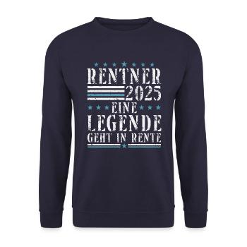 Rentner 2025 Rente Ruhestand 2025 Geschenk - Unisex Pullover - Navy - Vorne - Alina (178cm) & Michal (187cm)