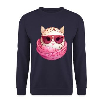 Kawaii Easter egg with ears and sunglasses Funny - Unisex Sweatshirt - navy - Front - Alina (178cm) & Michal (187cm)
