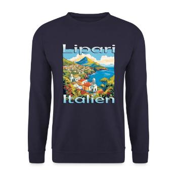 Italien Lipari Sizilien Faszinierendes Design - Unisex Pullover - Navy - Vorne - Alina (178cm) & Michal (187cm)