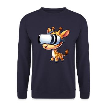 A Cool Giraffe with VR Headboard - Unisex Sweatshirt - navy - Front - Alina (178cm) & Michal (187cm)