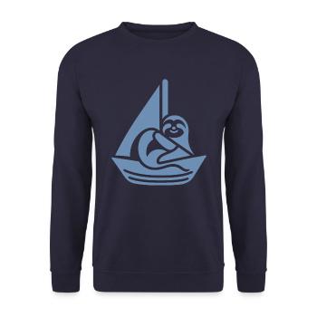 Minimalist Sailboat Sloth Summer - Unisex Sweatshirt - navy - Front - Alina (178cm) & Michal (187cm)