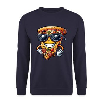 Cool Pizza Sunglasses Summer Fast Food - Unisex Sweatshirt - navy - Front - Alina (178cm) & Michal (187cm)