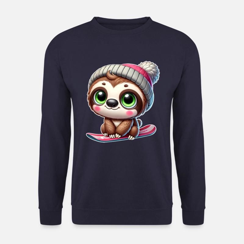Süßes Faultier Snowboard Winter Cartoon - Unisex Pullover - Navy
