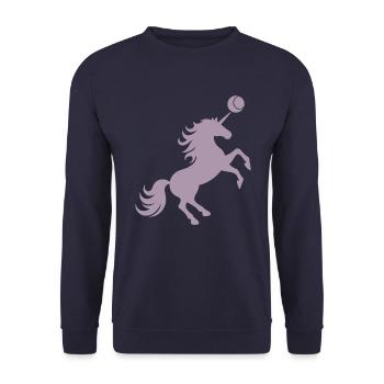 Einhorn Tennis Spieler Tennisball Silhouette - Unisex Pullover - Navy - Vorne - Alina (178cm) & Michal (187cm)