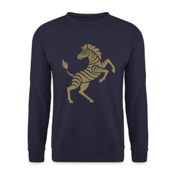 Zebra Hufe hoch Kunststück Silhouette - Unisex Pullover - Navy - Vorne - Alina (178cm) & Michal (187cm)