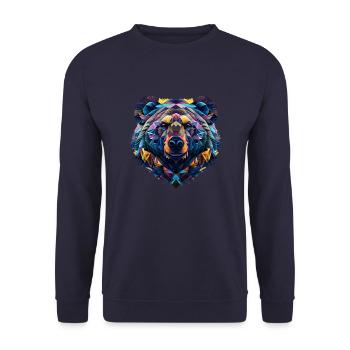 Geometrische Fauna, Bär, Geo Wild - Unisex Pullover - Navy - Vorne - Alina (178cm) & Michal (187cm)