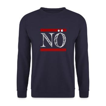 Nö Nope Neinsager Lifestyle Statement - Unisex Pullover - Navy - Vorne - Alina (178cm) & Michal (187cm)
